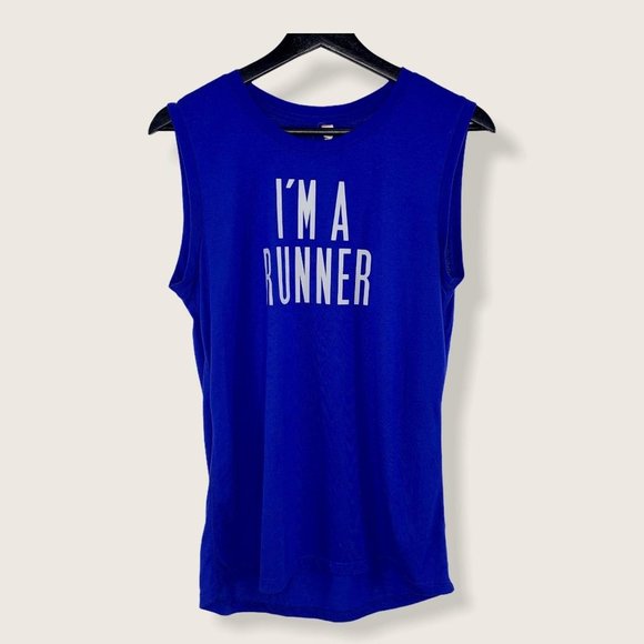 Lucy Runner Blue Sleeveless Muscle Tee Medium - Picture 1 of 11